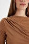 Slim Fit Tight Fit Boat Neck Basic Plain Long Sleeve Blouse D5300Ax24Au - 5