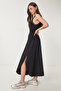 Contrast Striped Midi Dress Black Lkb0012 - 3
