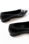 Inf-133 Black Stone Buckle Daily Women's Ballerinas - 5