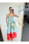 Tasarım June Strappy Satin Slit Dress Women's Pomegranate Color - 6