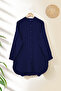 Judge Collar Buttoned Tunic - Navy Blue - 2