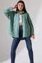 Poplin Fabric Oversize Women's Shirt with Pocket Detail - Water Green - 5