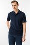 Men's Polo Neck Pique Mercerized T-Shirt Navy Blue - 4