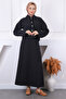 Black Front Buttoned Jacket Skirt Suit - 2