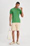 Regular Fit Polo Neck Green Men's T-Shirt L211810303 - 2