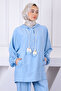 Baby Blue Hooded Pocket Tunic Trousers Set - 4