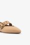 Milky Brown Genuine Leather Women's Ballerina Shoes with Wide Buckle Detail - 4