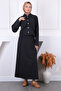 Black Front Buttoned Jacket Skirt Suit