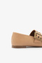Milky Brown Genuine Leather Women's Ballerina Shoes with Wide Buckle Detail - 5