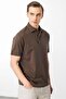 Men's Polo Neck Mercerized T-Shirt Dark Brown - 2