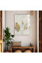 Hari̇kabi̇rev | Soft Gray Gold Leaves Designed Tempered Unbreakable Glass Table | Tmtekli̇