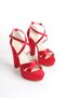 Red Cross Cross Satin Evening Dress Shoes - 4