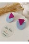 Soft Color (Lilac&Purple) Textured - Polymer Clay Earrings with Steel Earring Apparatus - 4