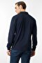 Men's Polo Neck Pocket Long Sleeve Sweatshirt Navy Blue - 4