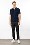 Men's Polo Collar Zippered T-Shirt Navy Blue - 3