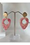 Metallic Pink and Gold Color Bohemian & Ethnic Earrings Polymer Clay Textured Earrings - 7