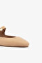 Milky Brown Genuine Leather Women's Ballerinas with Ankle Buckle and Open Back - 4