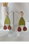 Metallic Green Burgundy Color Bohemian & Ethnic Earrings Polymer Clay Textured Earrings - 5