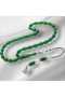 Green Color Fire Amber Beyzi Model Silver Tasseled Rosary - 2