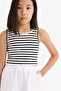 Girl's Crew Neck Striped Undershirt Z7814A625Hs