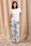 Women's White Short Sleeve Patterned Viscose Pajama Set Q9P0K8C1K - 5