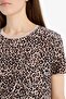 Long Fit Crew Neck Leopard Print Combed Cotton Short Sleeve T-Shirt U1778Az25Sp - 5