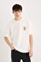 100% Cotton Oversize Wide Fit Crew Neck Back Printed Short Sleeve T-Shirt B5813Ax25Sp - 5