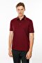 Men's Polo Neck Collar Striped T-Shirt Claret Red - 2