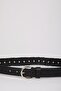 Women's Oval Buckle Faux Leather Jean Belt E1282Axns - 3