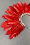 Hera Model Feather and Stone Detailed Bridal Henna Crown Accessory Red - 5