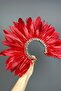 Hera Model Feather and Stone Detailed Bridal Henna Crown Accessory Red - 7