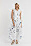 Women's Trousers - Voile Flower Branch Patterned Shalwar Trousers - 2130