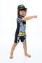 New Season Uv Protection Boy's Short Sleeve Shorts with Protection Hat Jumpsuit Swimsuit - 3