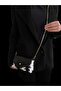 Women's Black and White Patterned Chain Strap Mini Crossbody Bag - 3