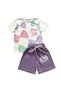 Girl's Cotton Purple Bow Patterned Shorts Suit