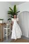 White Square Neck Eyelet Embroidery Long Dress - 3