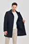 Men's Navy Blue Classic Collar Standard Fit Trench Coat - 3