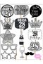 28 Years Old Women Men 15Pieces Silver Sparkle Slogans Birthday Party Speech Balloon Selfie Sticks