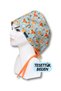 Hijab Size Fox Pattern Orange Turquoise Surgical Bonnet Doctor Nurse Healthcare Hospital Bonnet