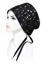 Hijab Suit Star Black Patterned Surgical Cap Doctor Nurse Health Worker Cap Wide Cut - 2