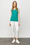Women's Crew Neck Camisole Cotton Strap T-shirt Green - 4