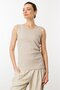 Women's Crew Neck Camisole Cotton Strap T-Shirt Beige - 4