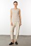 Women's Crew Neck Camisole Cotton Strap T-Shirt Beige - 2