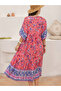 Floral Printed Half Sleeves V Neck Midi Dress - 2