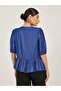 Puff Sleeve Tie-Up Detail Peplum Top - 4