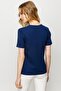 Women's V-Neck Camisole Cotton T-shirt Navy Blue - 4