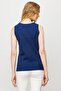 Women's Crew Neck Camisole Cotton Strap T-shirt Navy Blue - 6