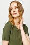 Women's V-Neck Camisole Cotton T-shirt Khaki - 6