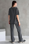 Anthracite Cotton Oversize T-Shirt Pants Women's Two Piece Set - 4