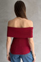 Burgundy Madonna Collar Short Sleeve Blouse - 4
